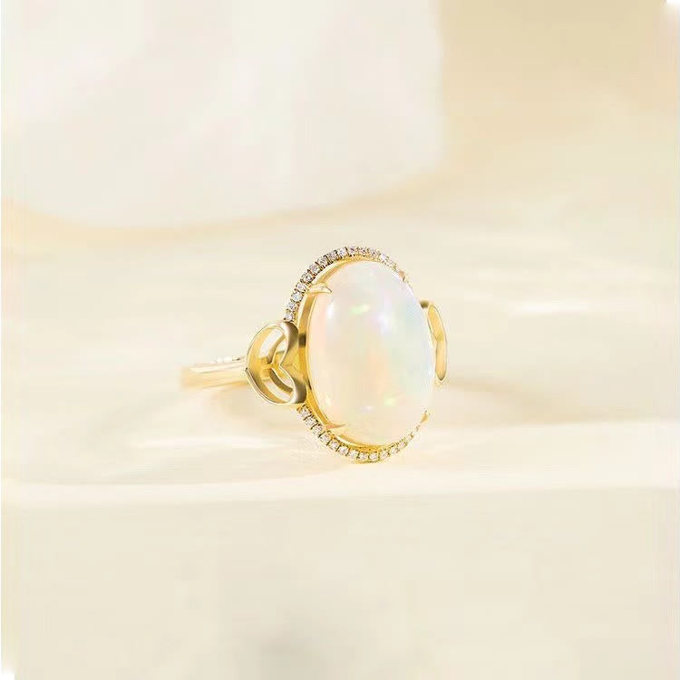 Olivenorma Big Opal Side Love Design Adjustable Ring - image 4