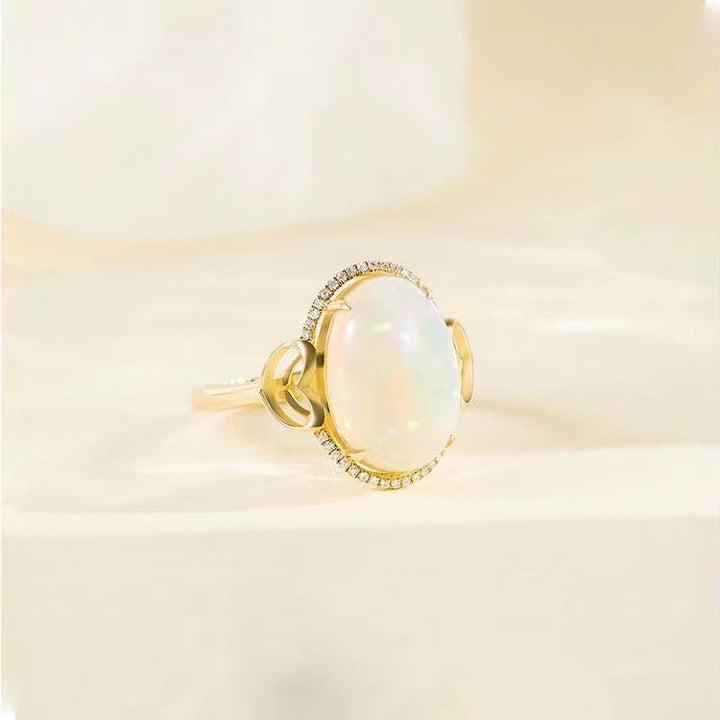 Olivenorma Big Opal Side Love Design Adjustable Ring - image 4