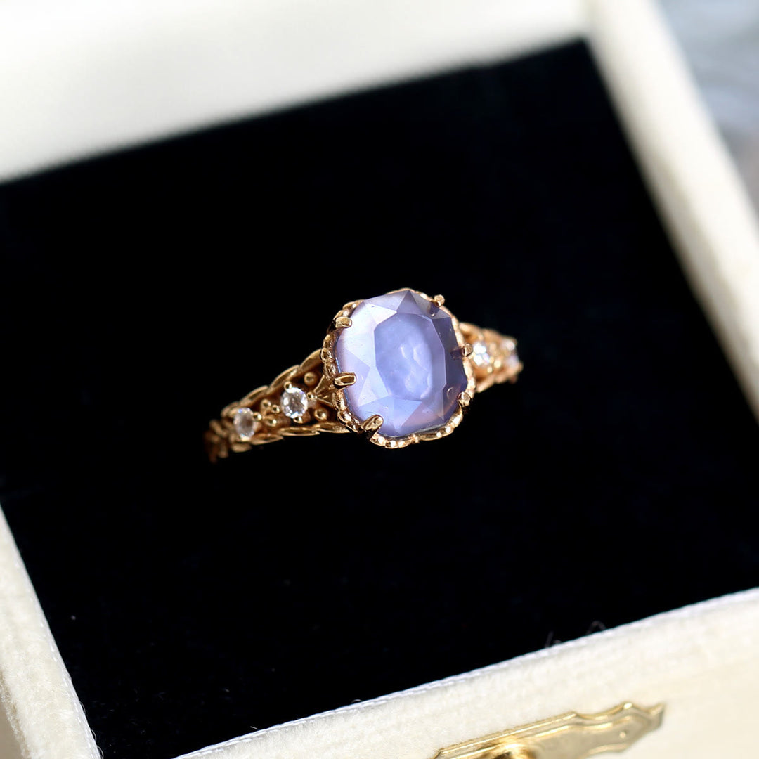 Olivenorma Natural Amethyst Square Stone Ring Necklace - 8 - Ring - image 3