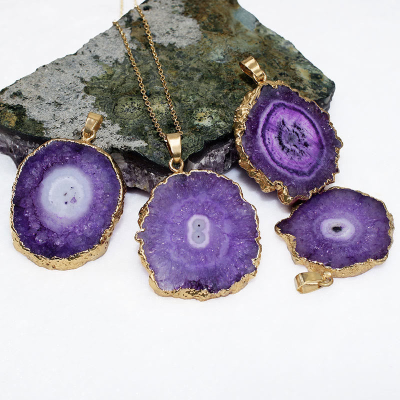 Olivenorma Natural Crystal Geode Pendant - Amethyst - image 6