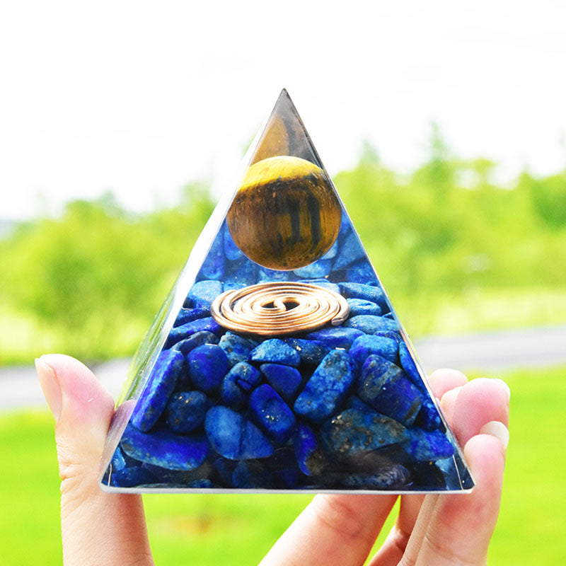 Olivenorma Lapis Lazuli Tiger Eye Orgone Pyramid - 10*10cm - YES PLEASE $8 - image 0