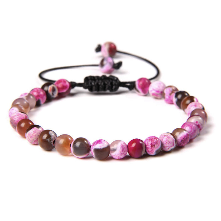 Olivenorma Natural 6mm Stone Beads Braided Wrap Bracelet - Rose Red Fire Agate - image 27