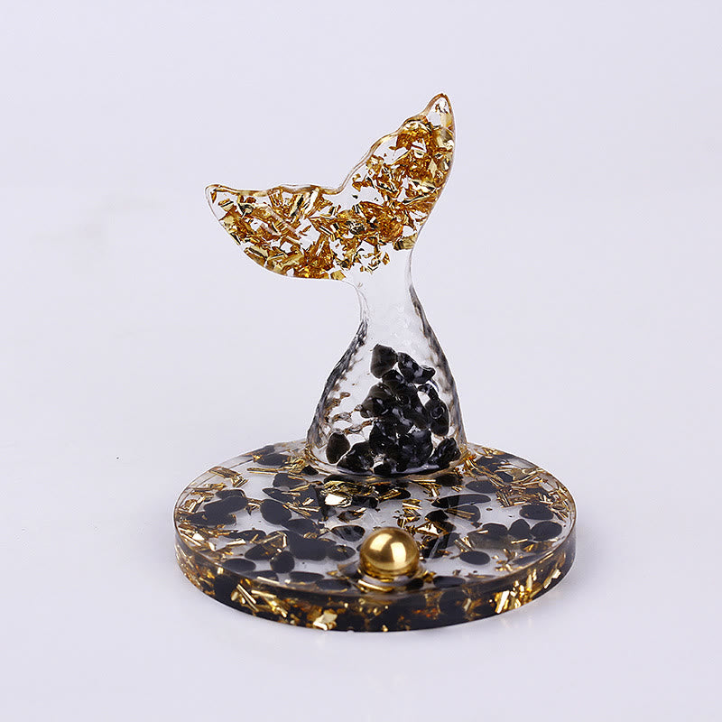 Olivenorma Crystal Gravel Glue Mermaid Tail Phone Holder Decoration - Obsidian&Gold Leaf - image 20