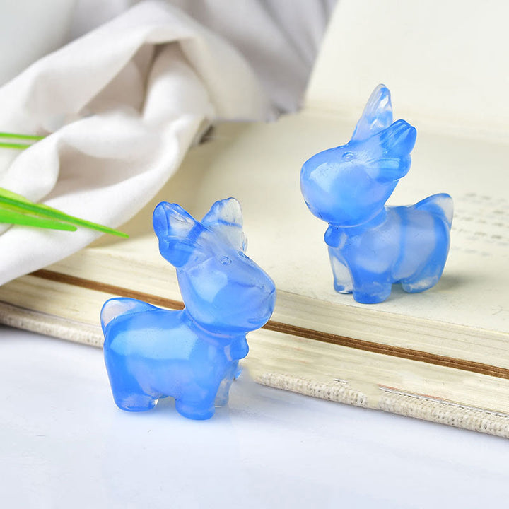 Olivenorma Natural Crystal Christmas Elk Carving Crafts Gemstone Decoration - Blue Opalite - image 3