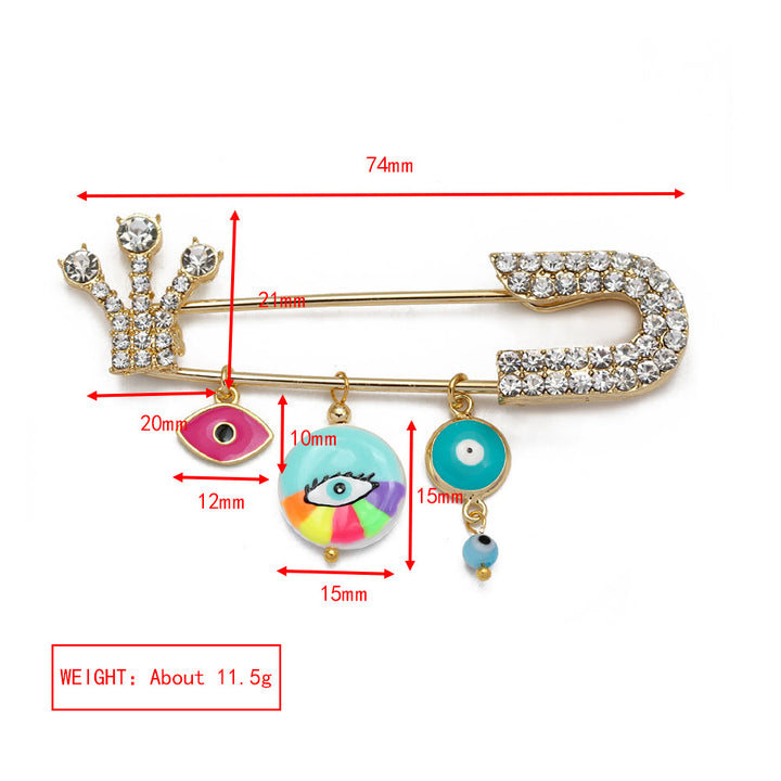 Olivenorma White Zircon Evil Eye Heart Brooch - Evil Eye & Color - image 11