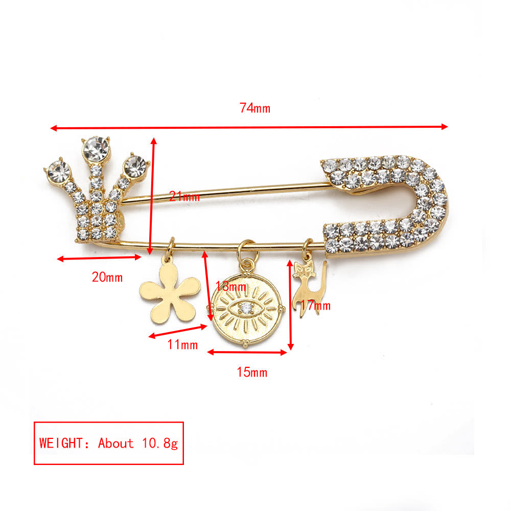Olivenorma White Zircon Evil Eye Heart Brooch - Evil Eye&Clover - image 24