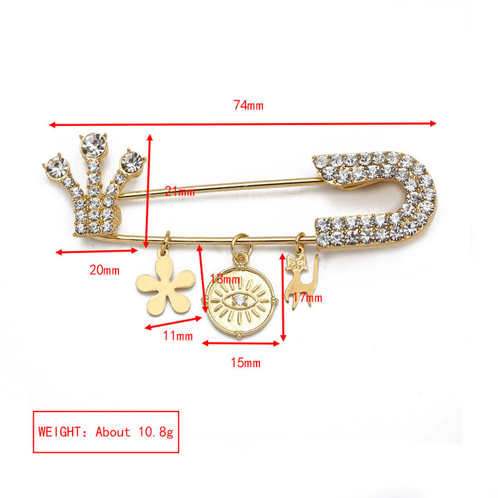 Olivenorma White Zircon Evil Eye Heart Brooch - Evil Eye&Clover - image 24