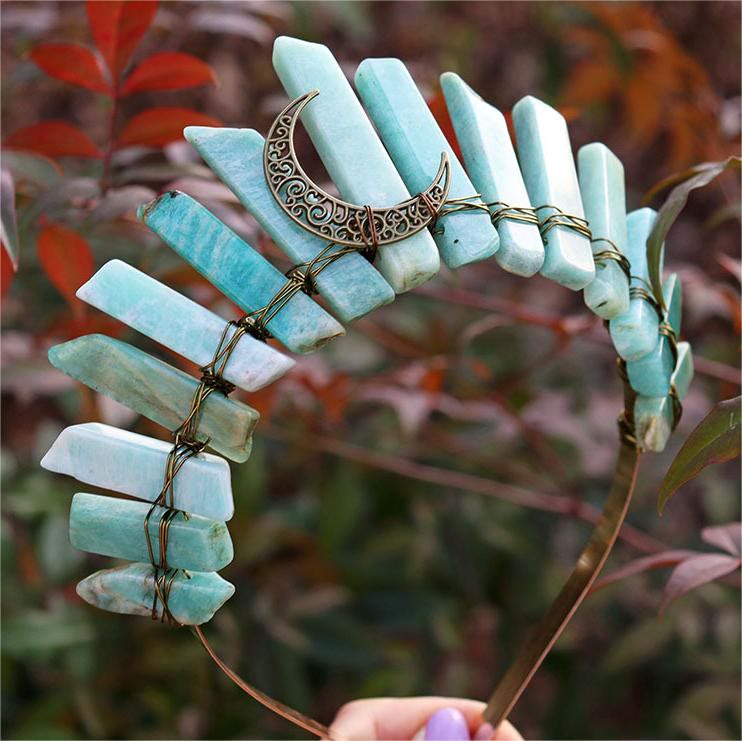 Olivenorma Natural Amazonite Labradorite Hair Accessory Headband Crystal Crown - image 3