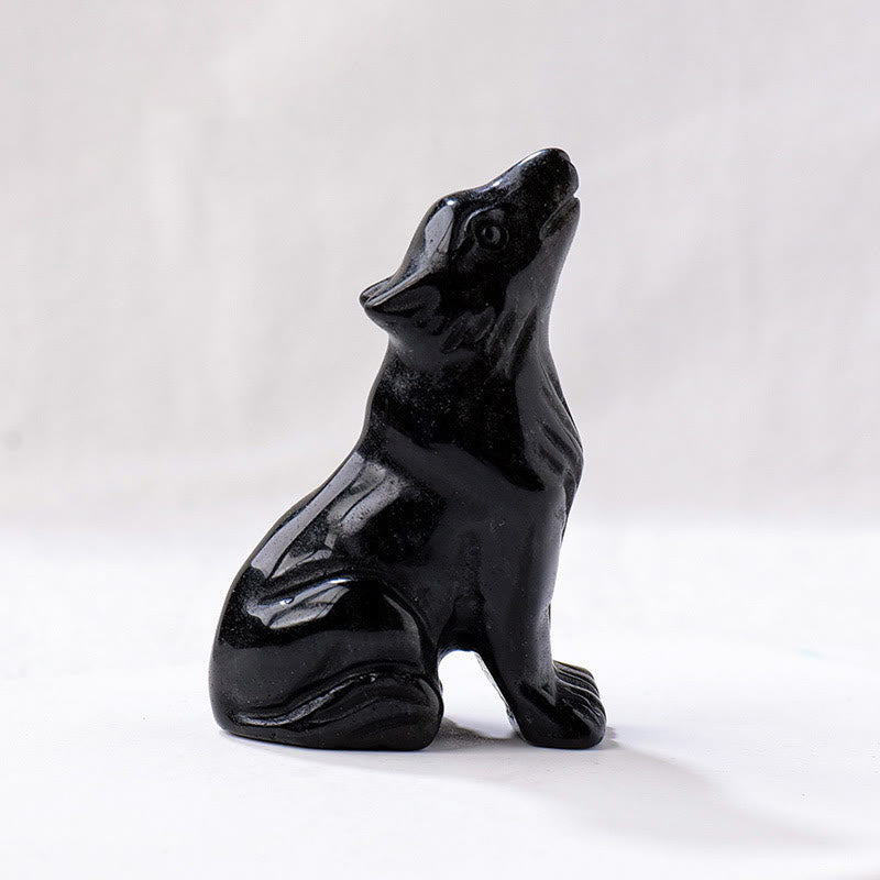Olivenorma Natural Crystal Little Wolf Boy Gemstone Decoration - Obsidian - image 20