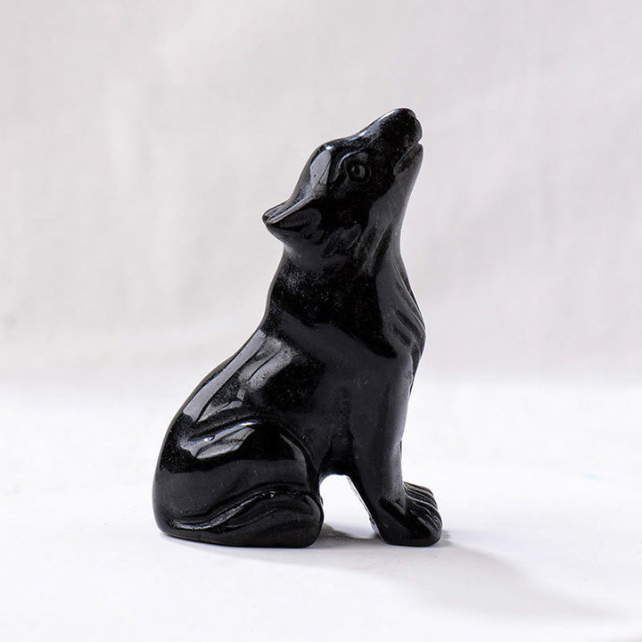 Olivenorma Natural Crystal Little Wolf Boy Gemstone Decoration - Obsidian - image 20