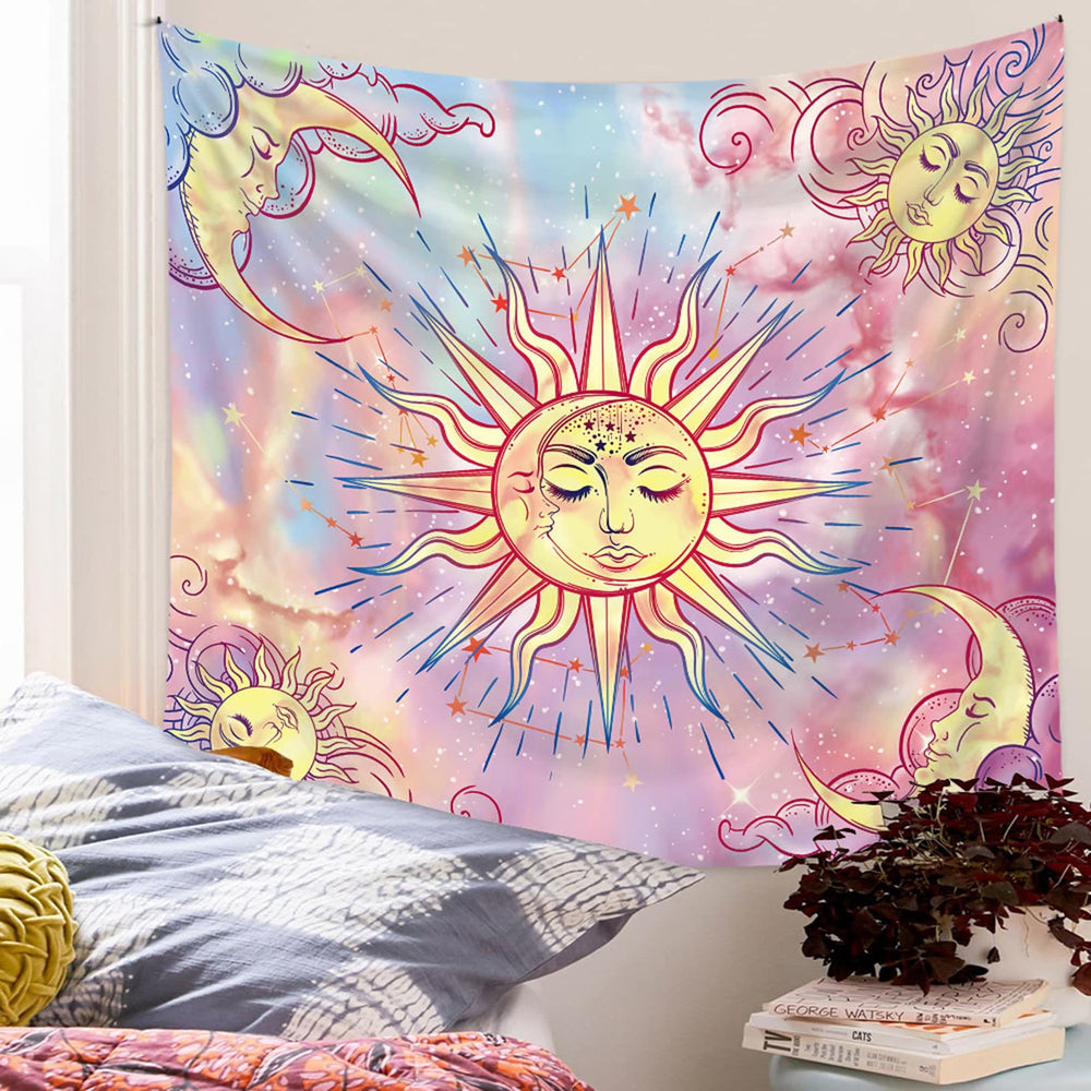 Olivenorma Pastel Pink Tie Dye Sun Moon Sky Tapestry - image 1