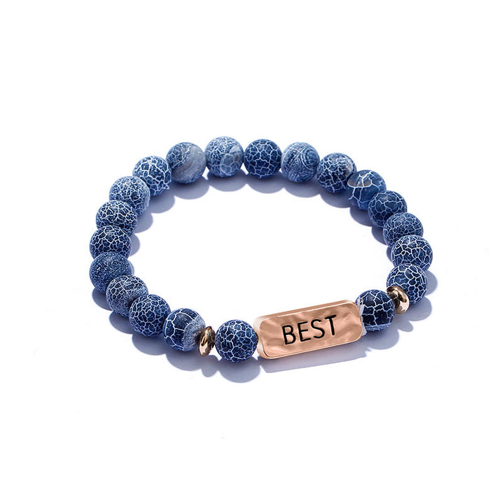 Olivenorma Natural Gemstone Best Friend Engraving Bracelet - Sodalite - image 1
