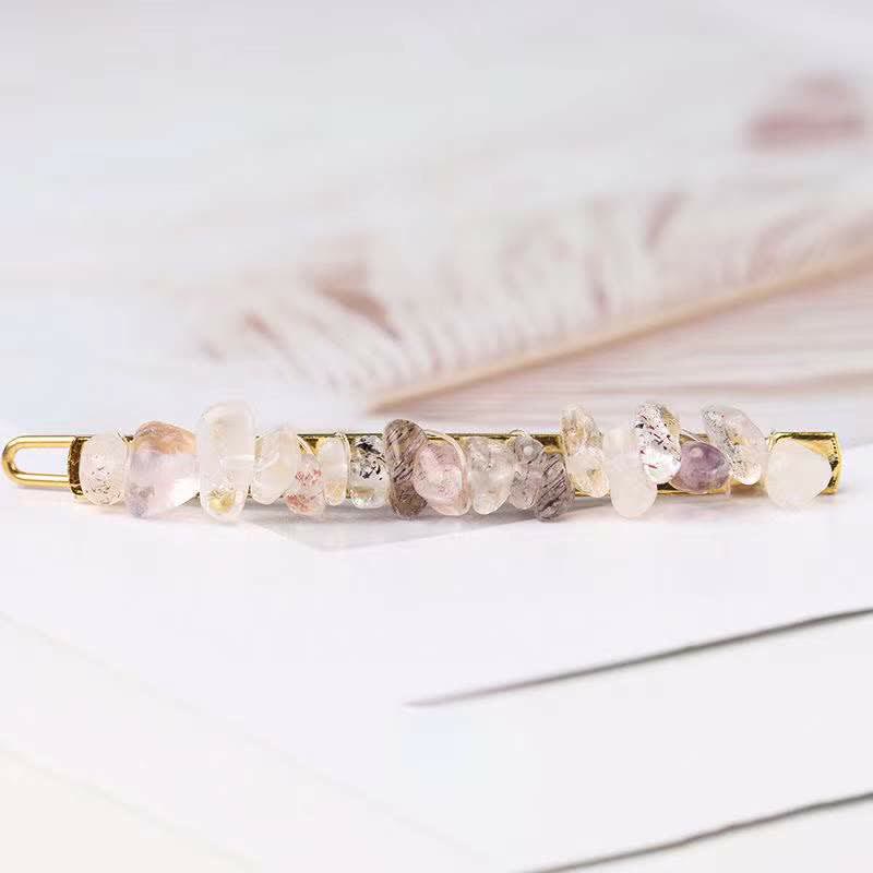 Olivenorma Natural Broken Crystal Hairpin - Gold Rutilated Quartz - image 7