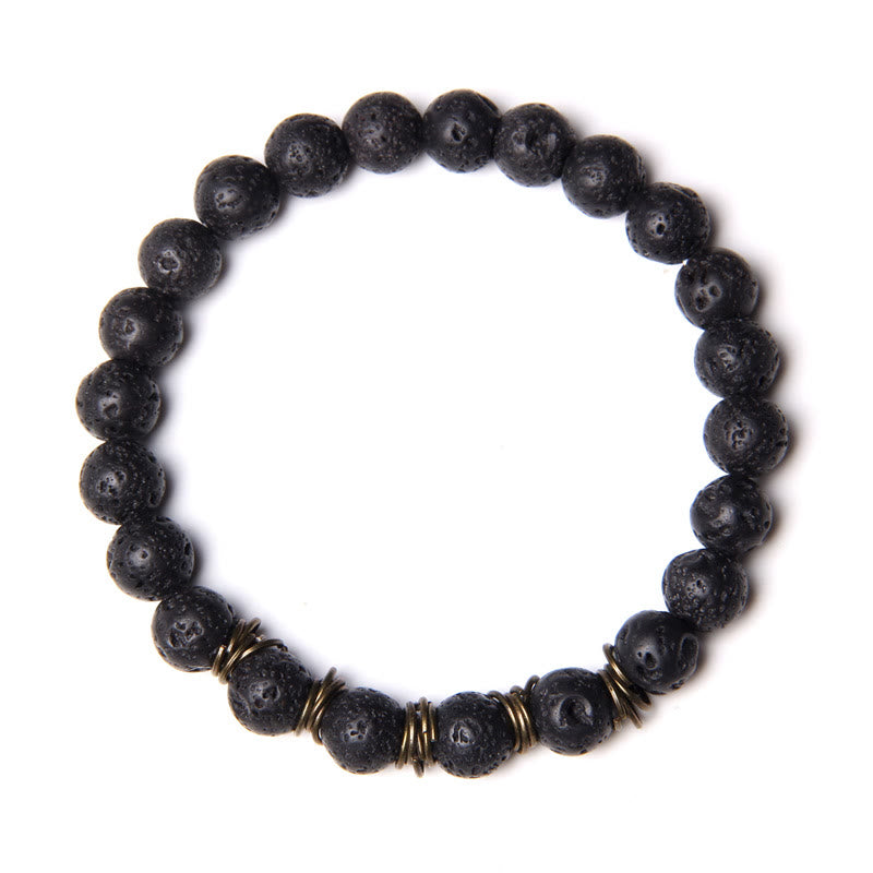 Olivenorma Polished Natural Stone 8mm Bead Stretch Yoga Bracelet - Lava Stone - image 15