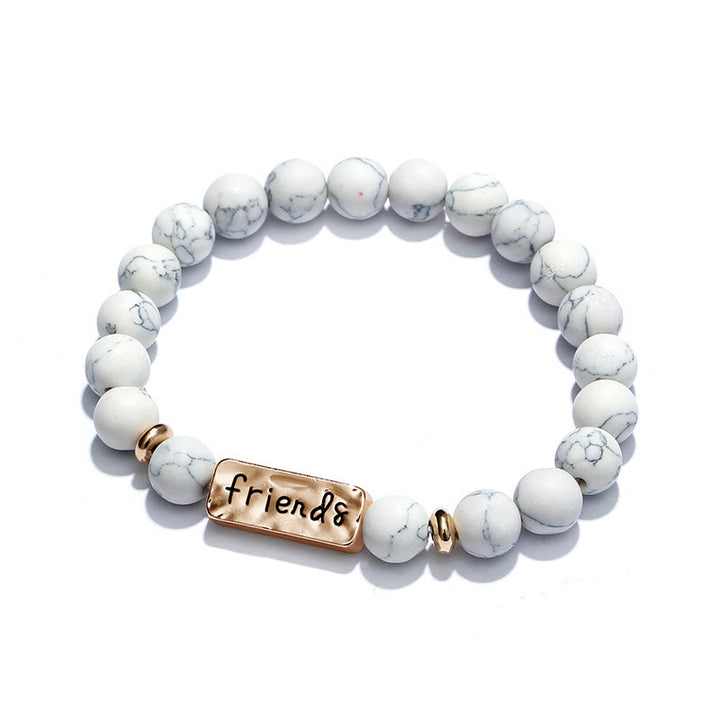Olivenorma Natural Gemstone Best Friend Forever 3 Piece Engraving Bracelet Set - image 20