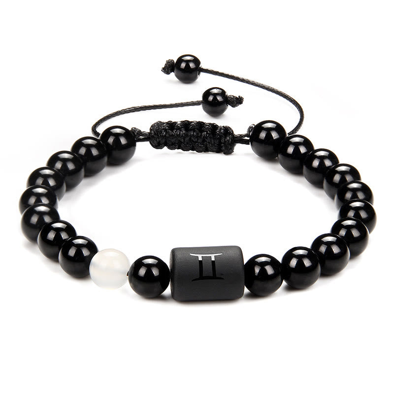 Olivenorma Natural Black Onyx Zodiac Men Woven Bracelet - Clear Crystal&Black Onyx - image 6