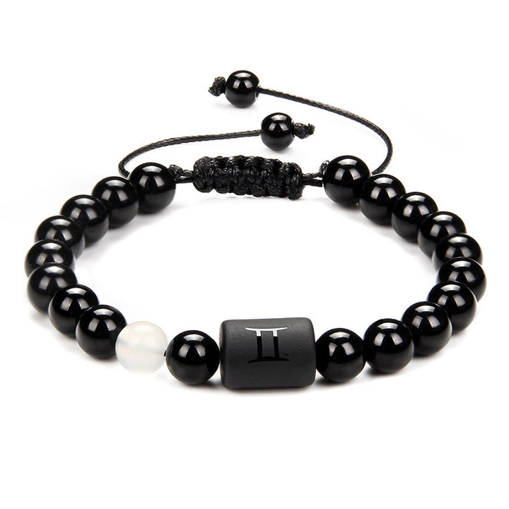 Olivenorma Natural Black Onyx Zodiac Men Woven Bracelet - Clear Crystal&Black Onyx - image 6