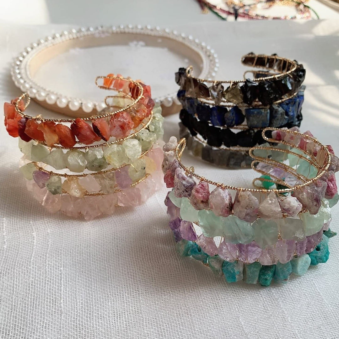 Olivenorma Natural Crystal Gravel Beads Wire Wound Bracelet - image 27