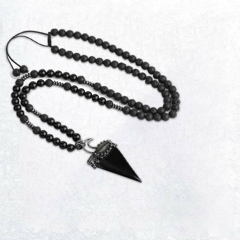 Olivenorma Natural Crystal Triangle Shape Pendant Necklace - Obsidian - image 13