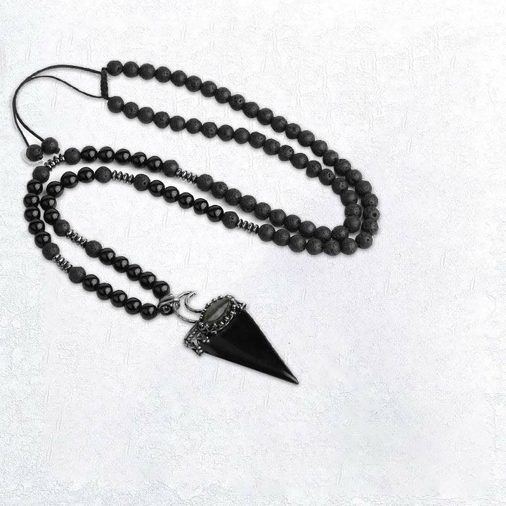 Olivenorma Natural Crystal Triangle Shape Pendant Necklace - Obsidian - image 13