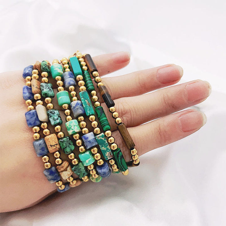 Olivenorma Rectangle Natural Stone Tube Beads Beaded Bracelet - image 8