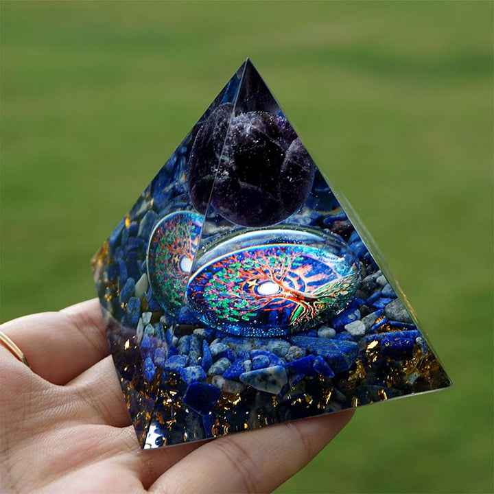Olivenorma Amethyst With Lapis Lazuli Reki Orgone Pyramid - image 2