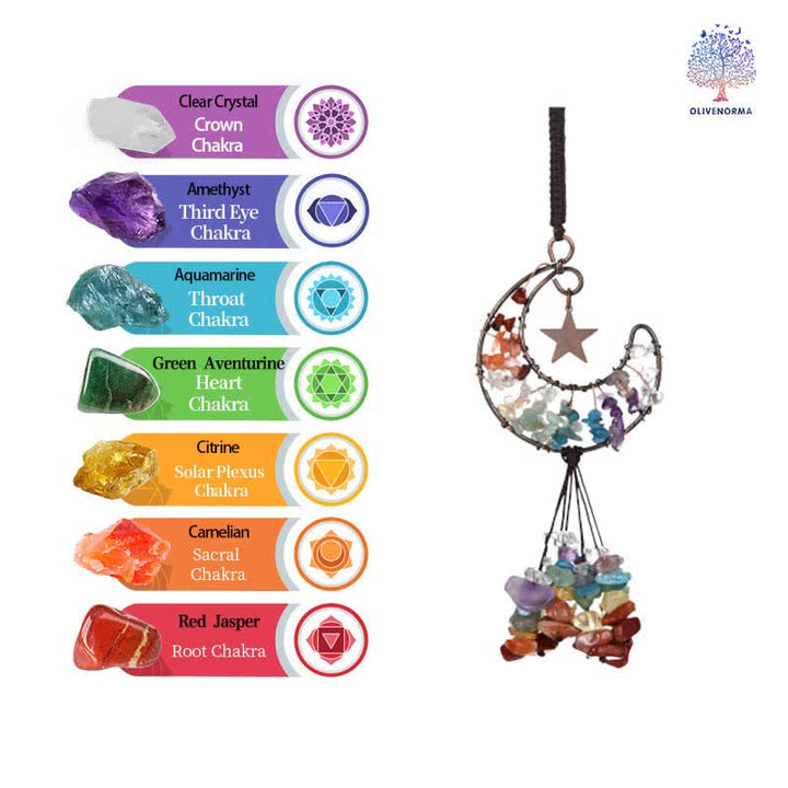 Olivenorma Moon And Star Chakra Crystal Wind Chime - image 5