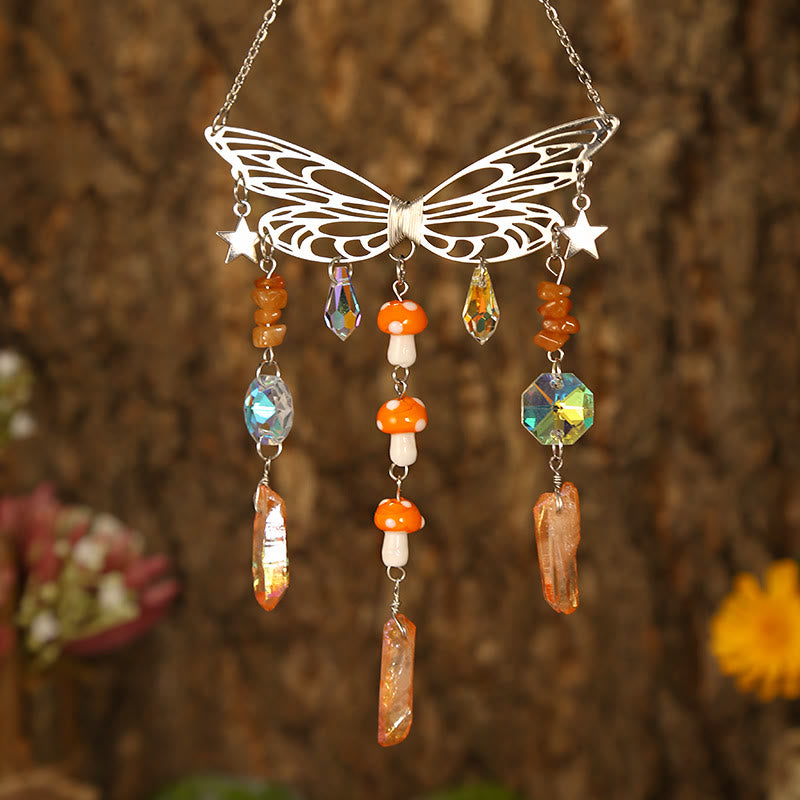 Olivenorma Crystal Butterfly Wings Sunshine Catcher Wind Chime - Silver Butterfly - Sun Stone - image 15