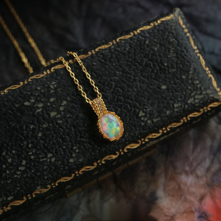 Olivenorma Opal Yellow Golden Ring Necklace - Necklace - image 0