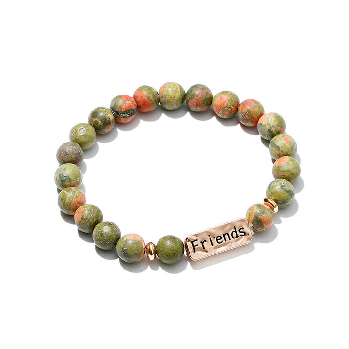 Olivenorma Natural Gemstone Best Friend Forever 3 Piece Engraving Bracelet Set - image 6
