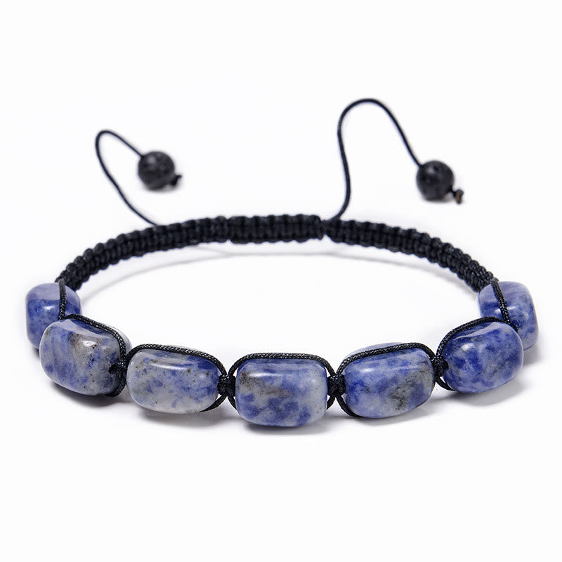 Olivenorma 7 Chakra Crystal Gemstone Bead Braided Wrap Men Bracelet  - Blue Sodalite - image 18