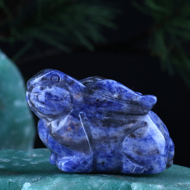 Olivenorma Crystal 12 Zodiac Signs Rabbit Carving Gemstone Decoration - Sodalite - image 7