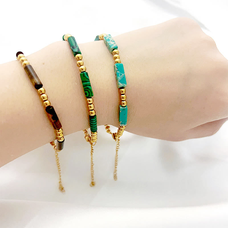 Olivenorma Rectangle Natural Stone Tube Beads Beaded Bracelet - image 1