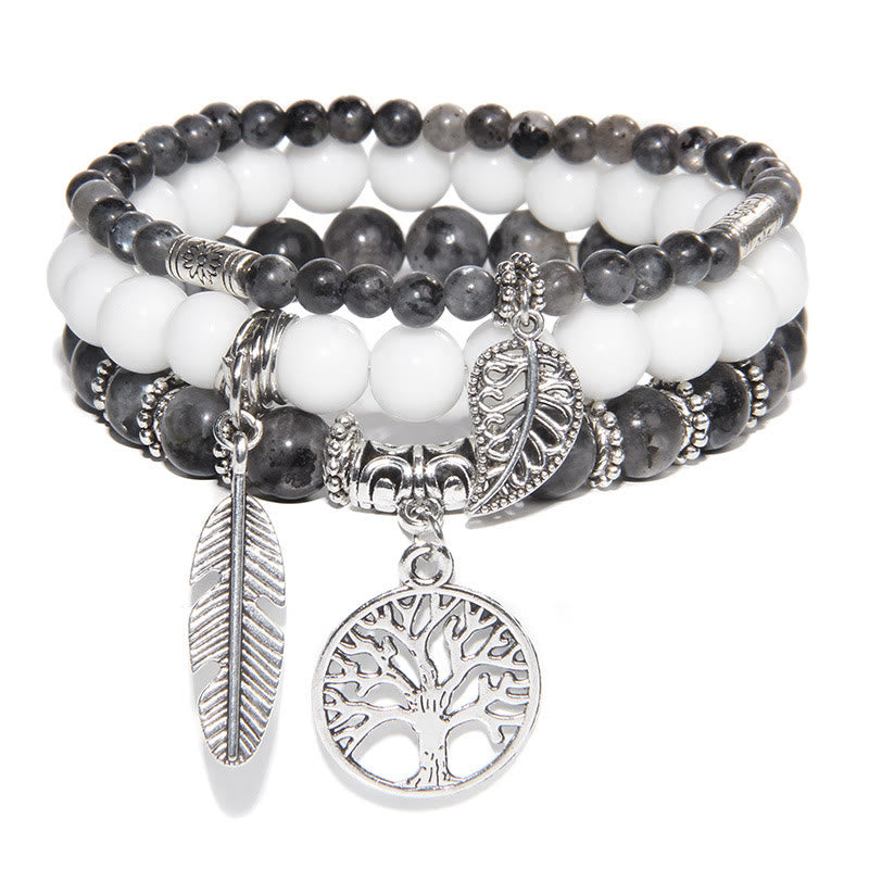 Olivenorma "Nature's Healing Moments" Labradorite Tree Of Life 3 Pieces Bracelet Set  - Labradorite - image 0