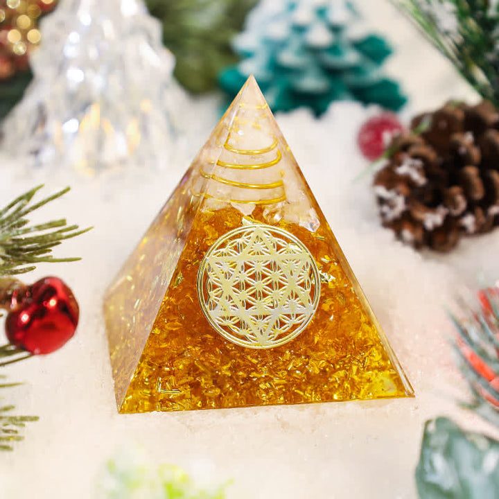 Olivenorma Citrine Wealth Metatron's Cube Orgone Pyramid - 3.93''*3.93''(10cm X 10cm) - YES PLEASE $8 - image 0
