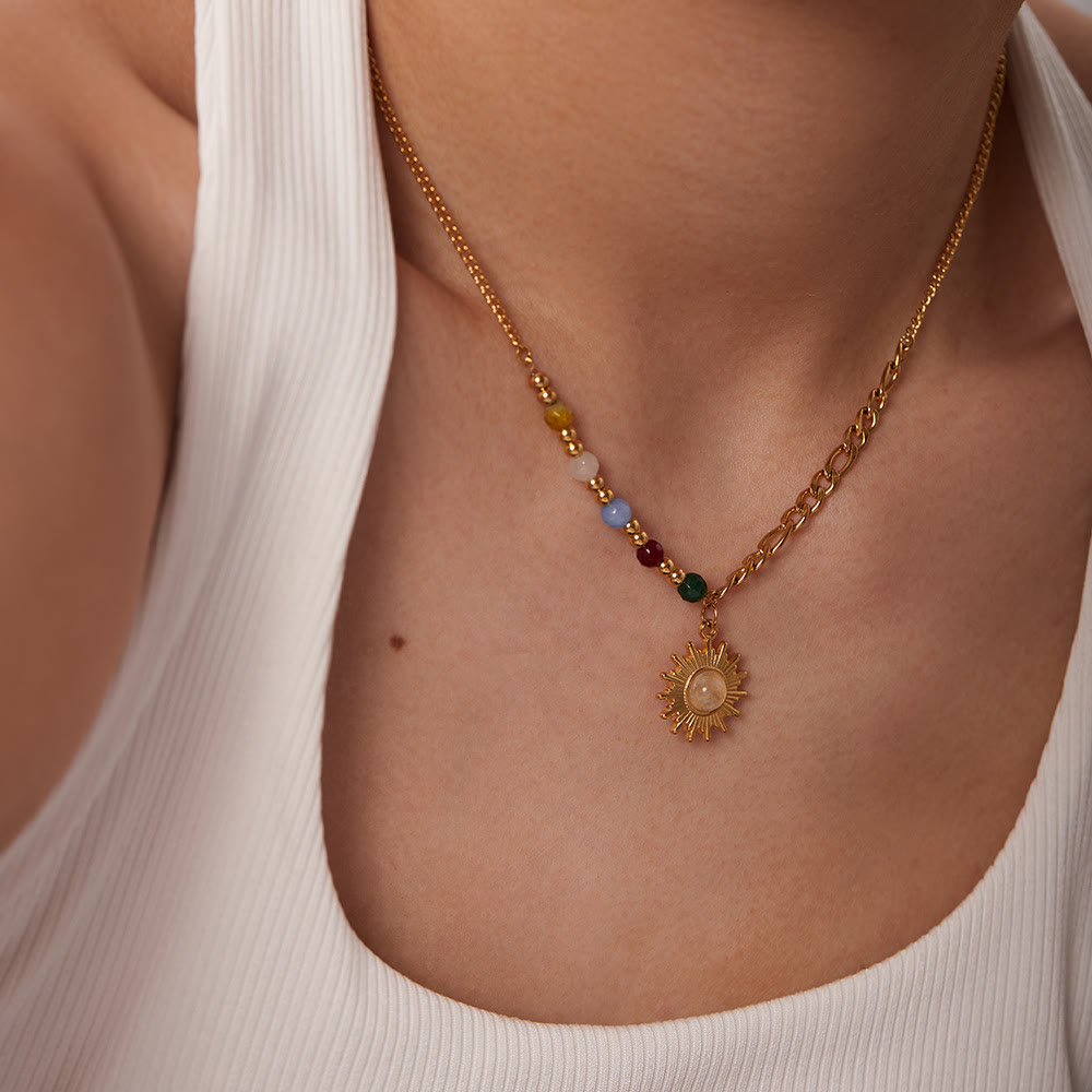 Olivenorma Opal Sun Shape Pendant Necklace - image 2