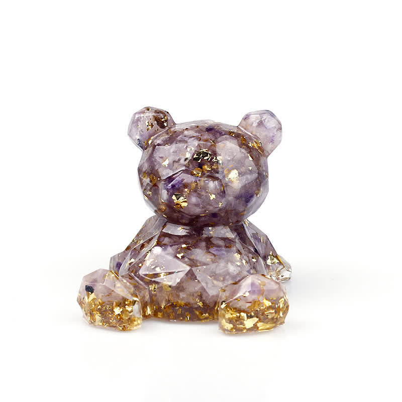 Olivenorma Crystal Mirror Bear Gemstone Decoration - Charoite & Sequins - image 10