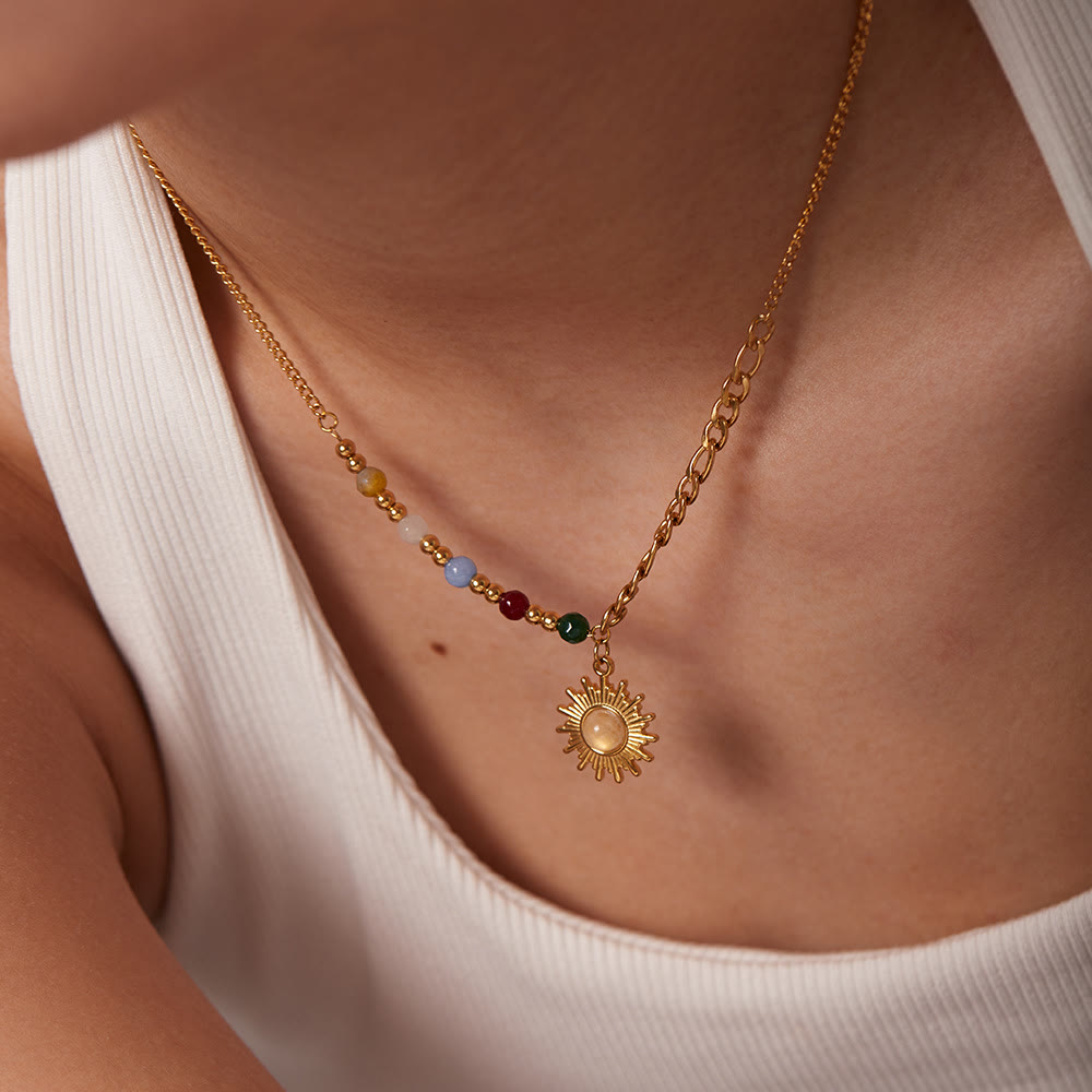 Olivenorma Opal Sun Shape Pendant Necklace - image 1