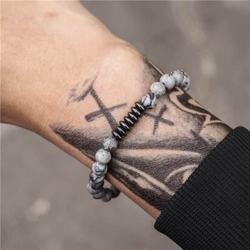 Olivenorma 6mm Natural Stone Beads Mens Bracelet - image 2