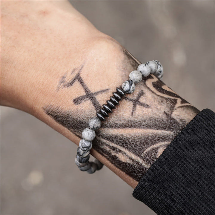 Olivenorma 6mm Natural Stone Beads Mens Bracelet - image 2