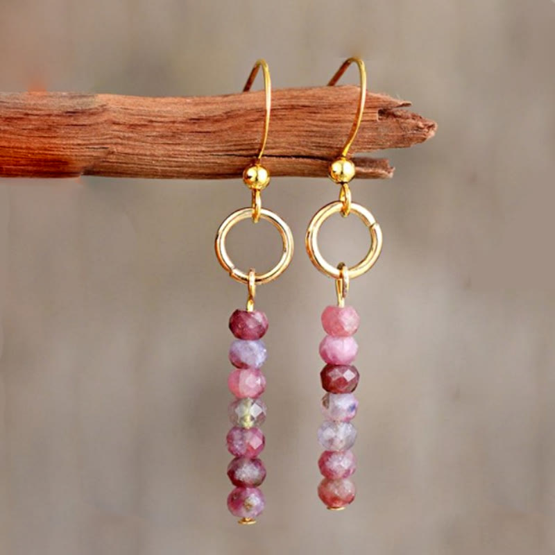 Olivenorma Agalmatolite Bronzite Strawberry Quartz Wheel Beads Earrings - Strawberry Quartz - image 7