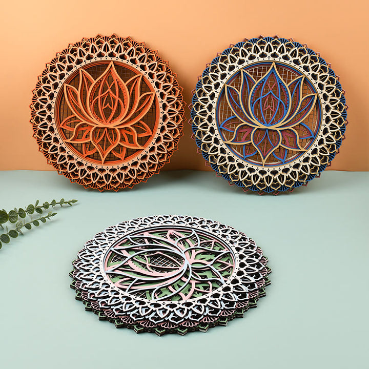 Olivenorma Lotus Mandala Wooden 3D Engraving Wall Decor - image 13
