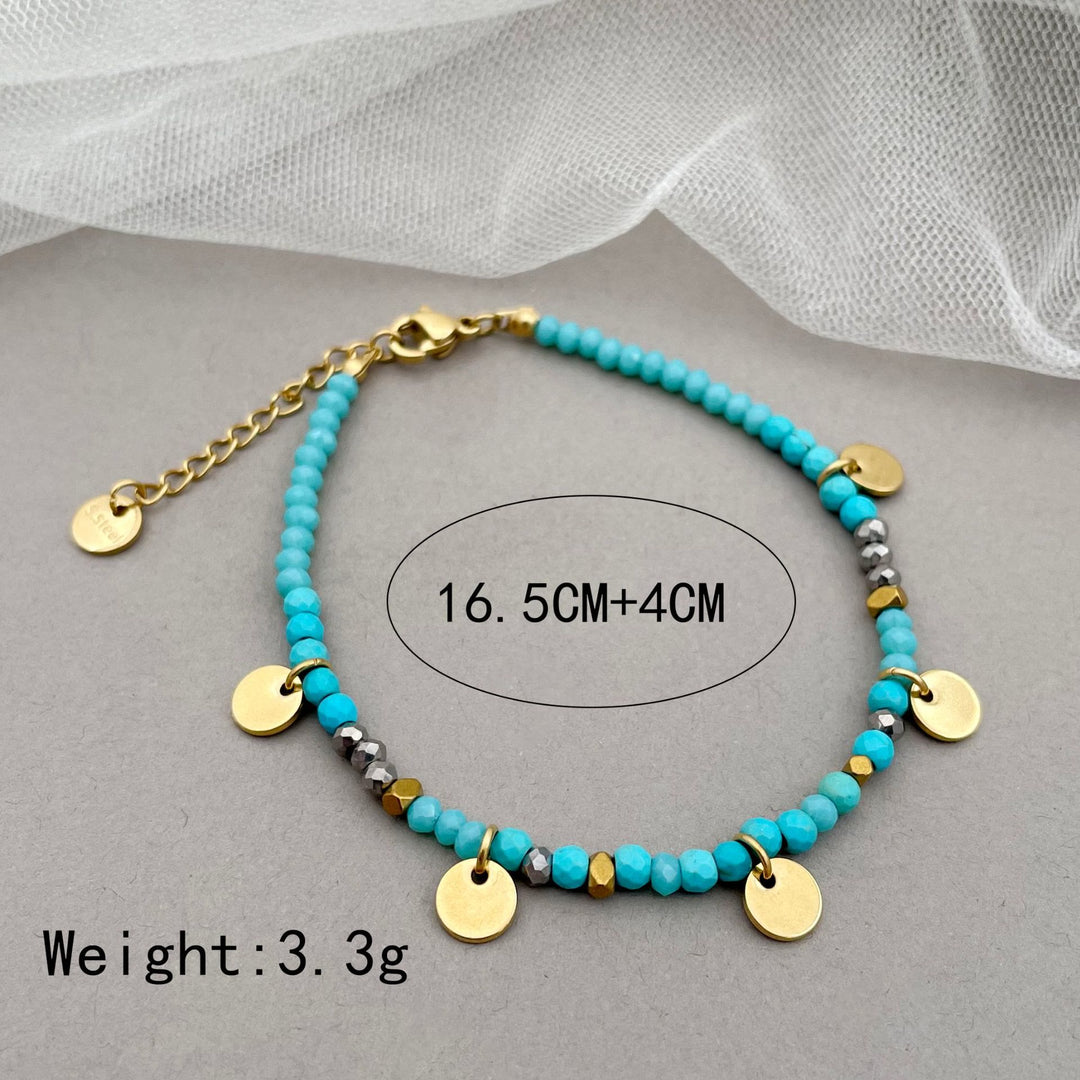 Olivenorma Natural Stone Beaded Titanium Disc Charm Bracelet - image 19