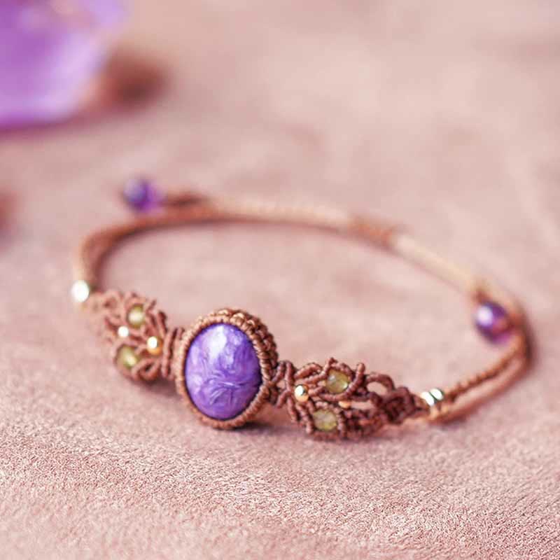 Olivenorma Amethyst Charoite Handwoven Guardian Bracelet Necklace - image 10