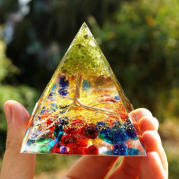 Olivenorma Fluorite Peridot Tree Of Life Orgone Pyramid - 10*10cm - YES PLEASE $8 - image 0