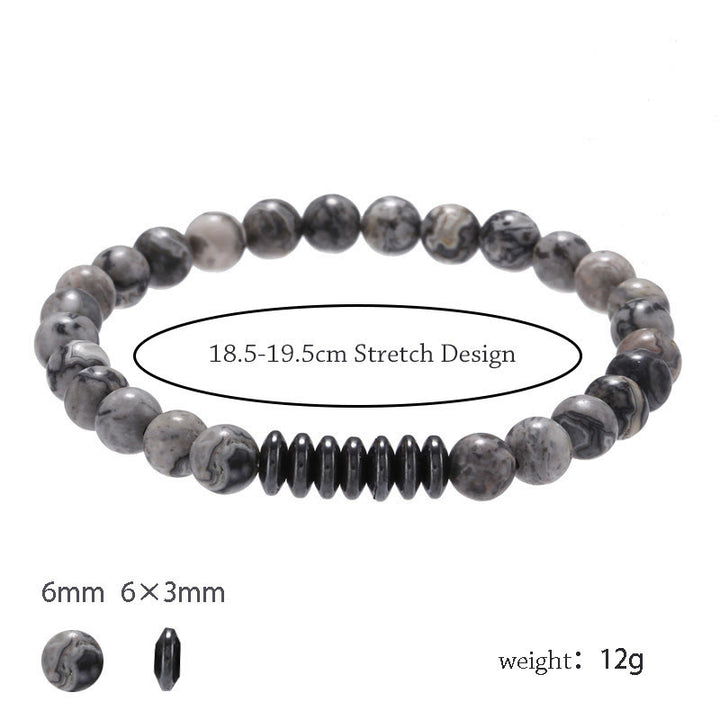 Olivenorma 6mm Natural Stone Beads Mens Bracelet - image 9