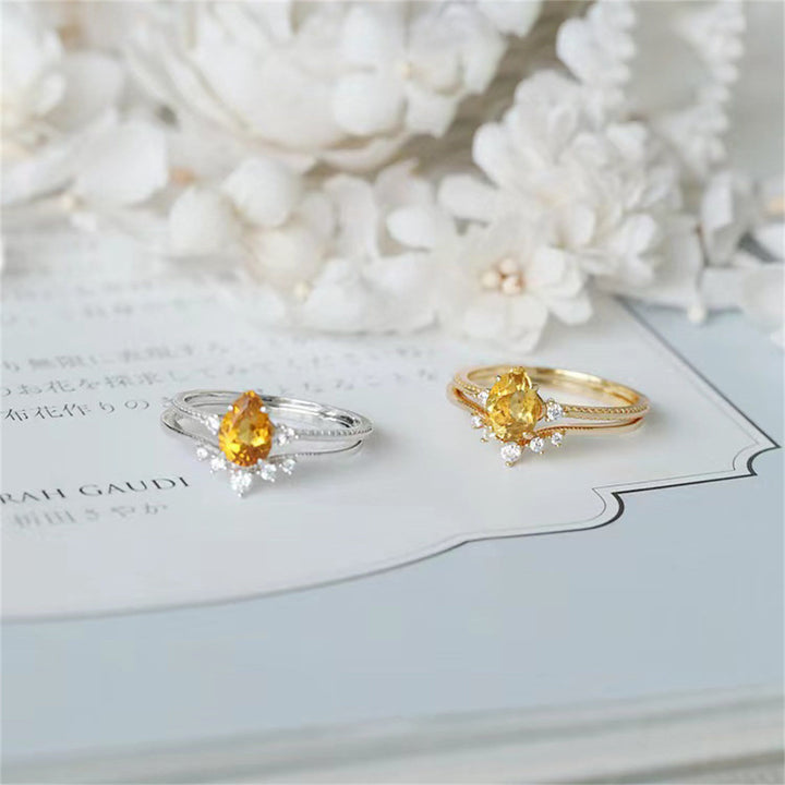 Olivenorma Copper Gold Drop Shape Citrine Ring - image 7
