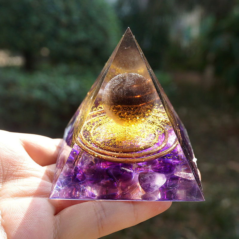 Olivenorma Smoky Quartz Ball with Amethyst Orgone Pyramid - image 1