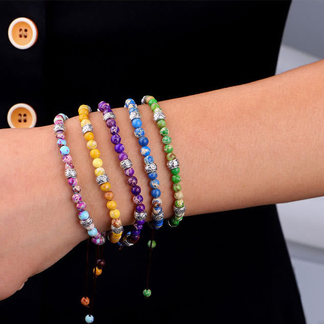 Olivenorma Natural Multicolor Imperial Stone Beaded Braided Bracelet - image 16