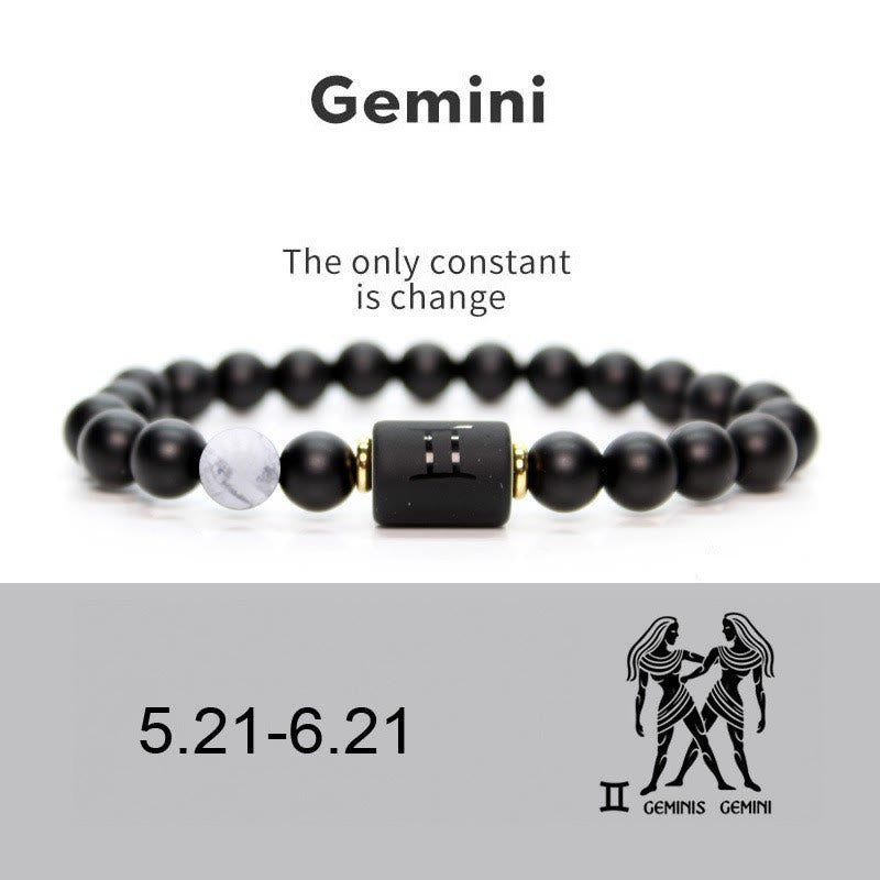 Olivenorma Natural Black Onyx Zodiac Men Bracelet - Gemini#White Turquoise&Black Onyx - image 9